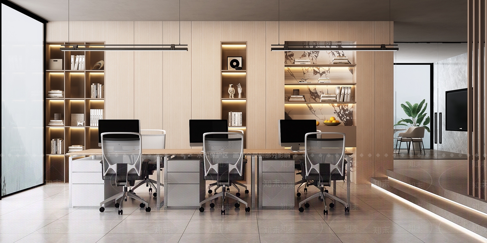 现代室内办公室3D模型下载【ID:1143383622】