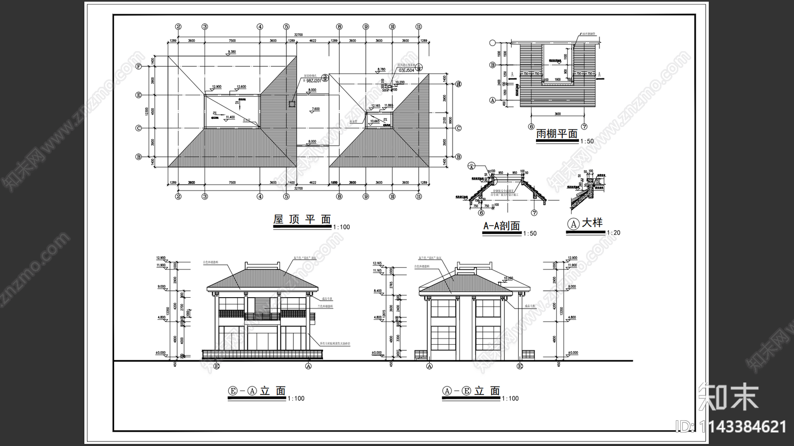 大型会所建筑cad施工图下载【ID:1143384621】