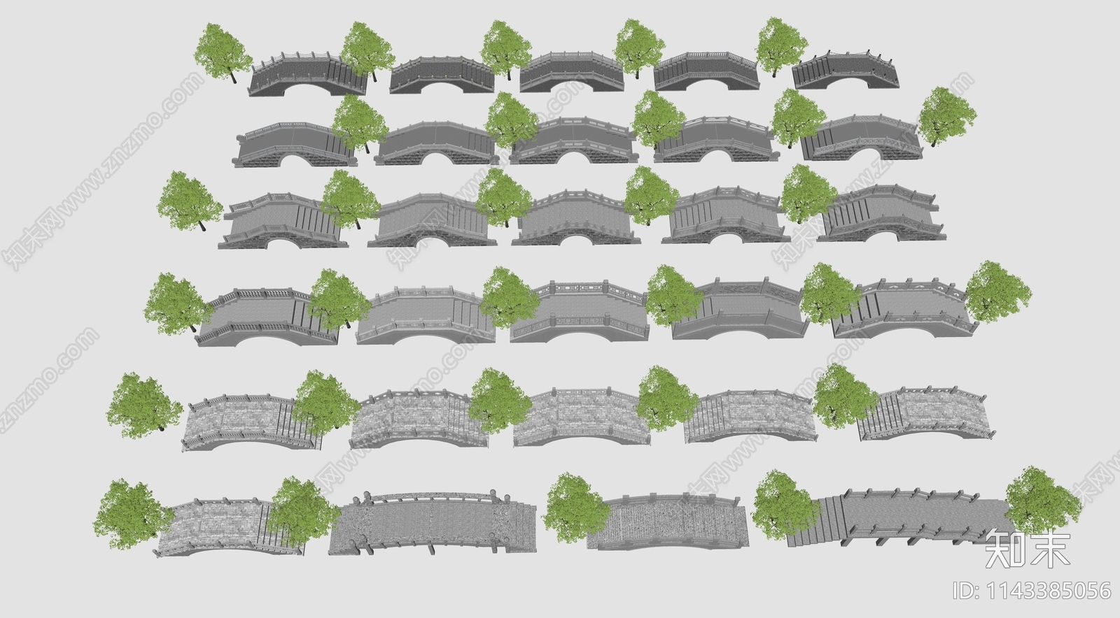 中式景观桥SU模型下载【ID:1143385056】
