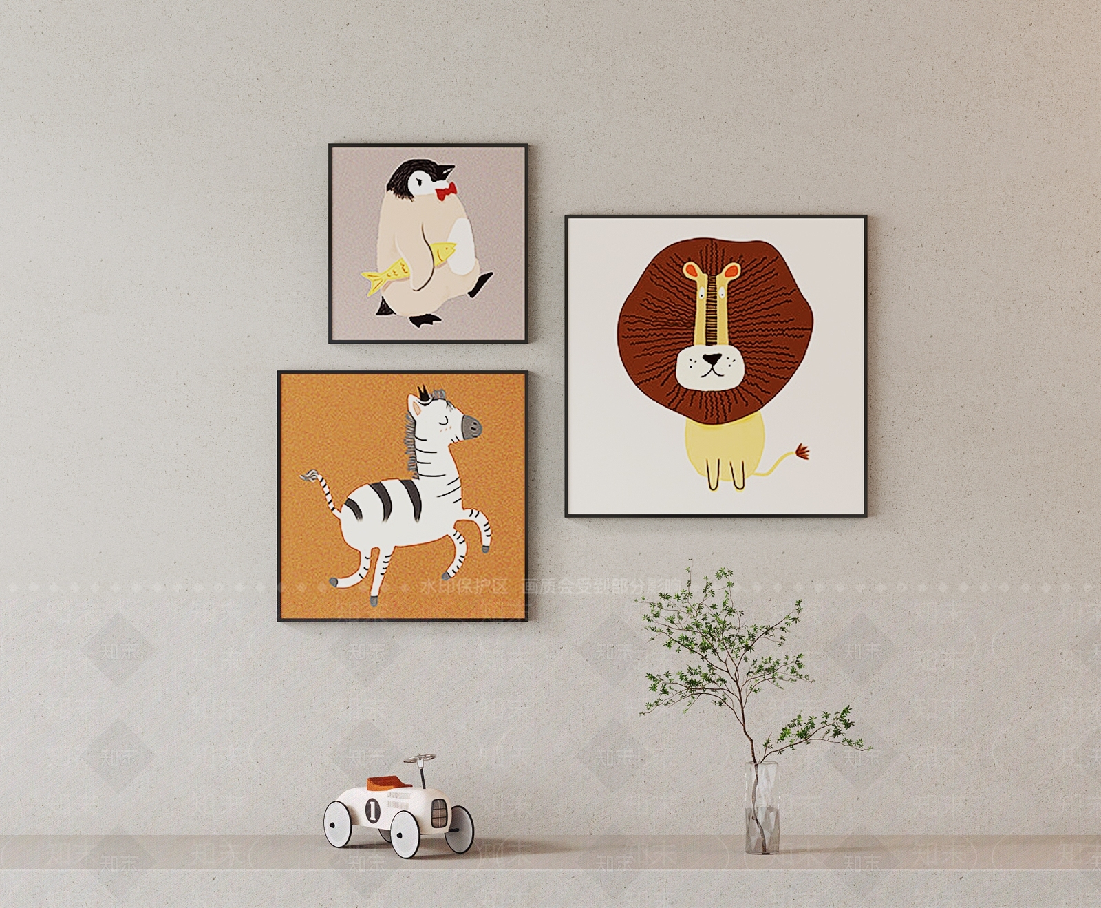 现代儿童装饰画3D模型下载【ID:1143388485】