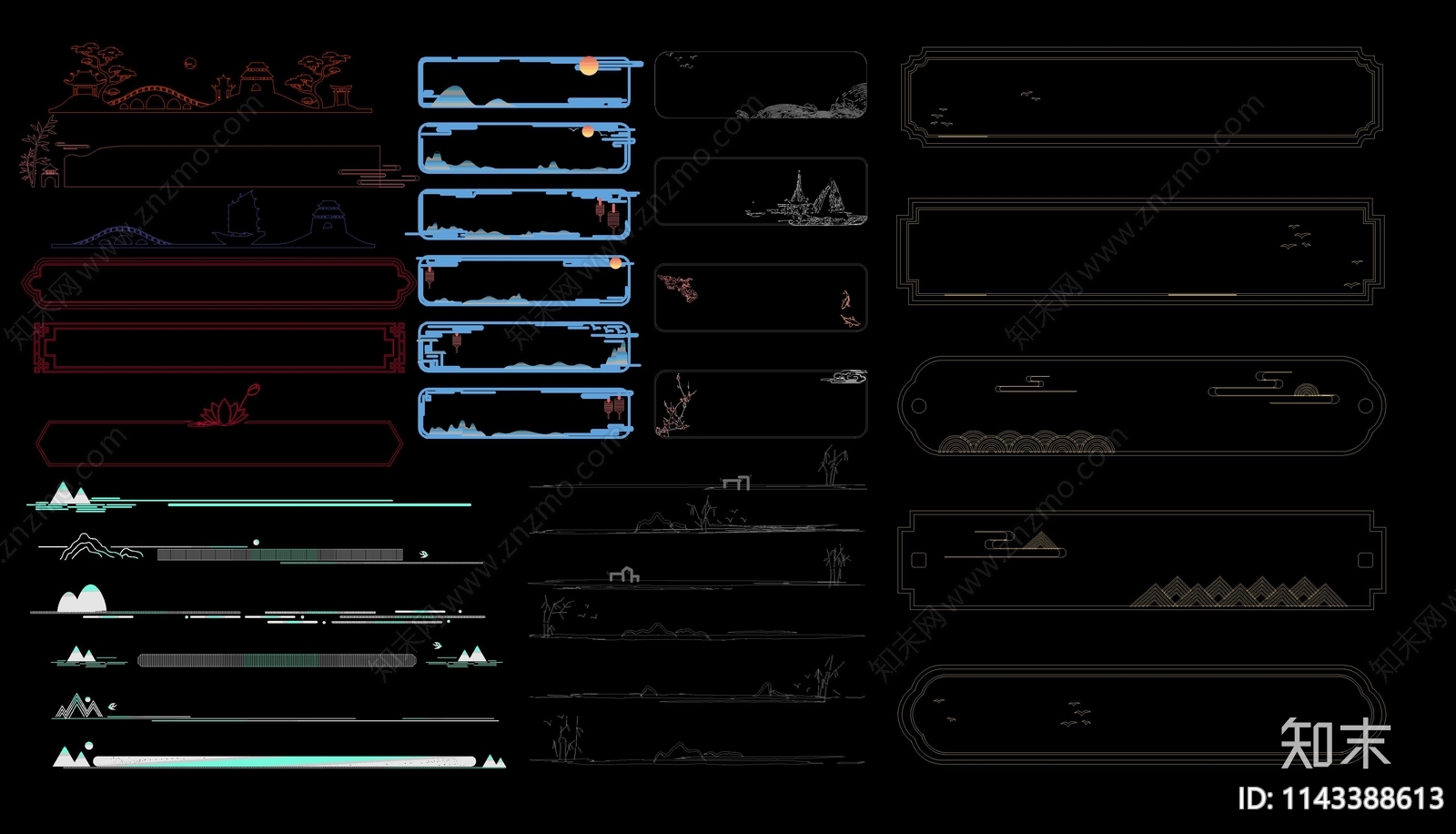 国潮风中式花纹边框施工图下载【ID:1143388613】