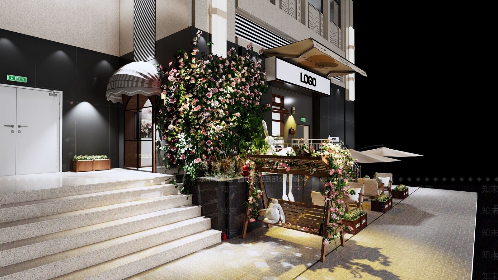 现代花店外摆SU模型下载【ID:1143391530】
