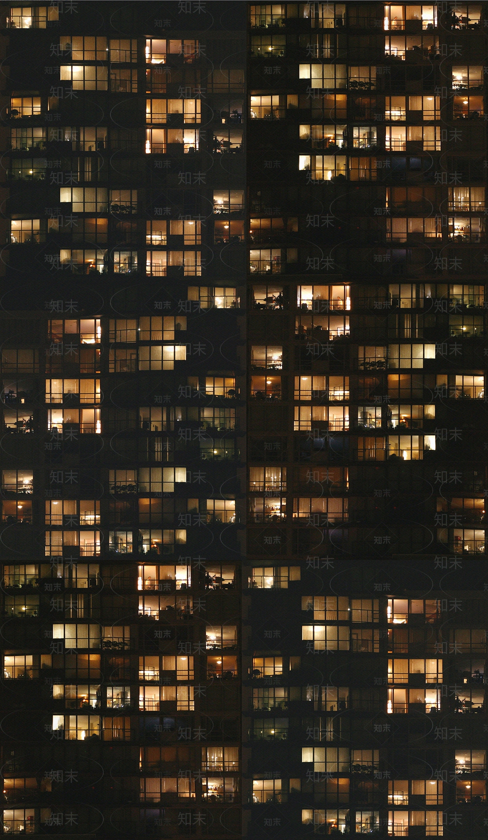 建筑外立面夜晚窗户贴图下载【ID:1143393738】