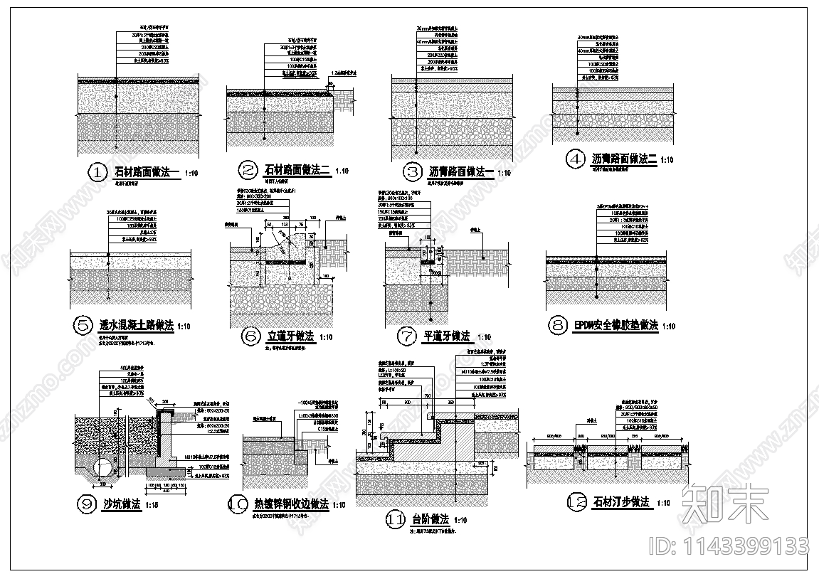 道路基本构造详图cad施工图下载【ID:1143399133】