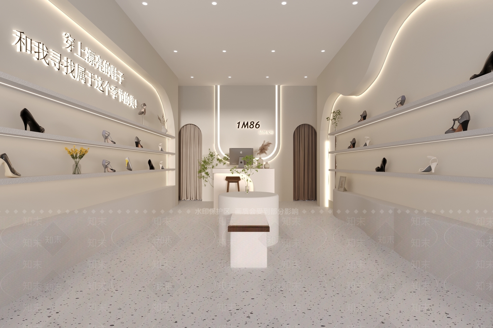 奶油风鞋店3D模型下载【ID:1143399871】