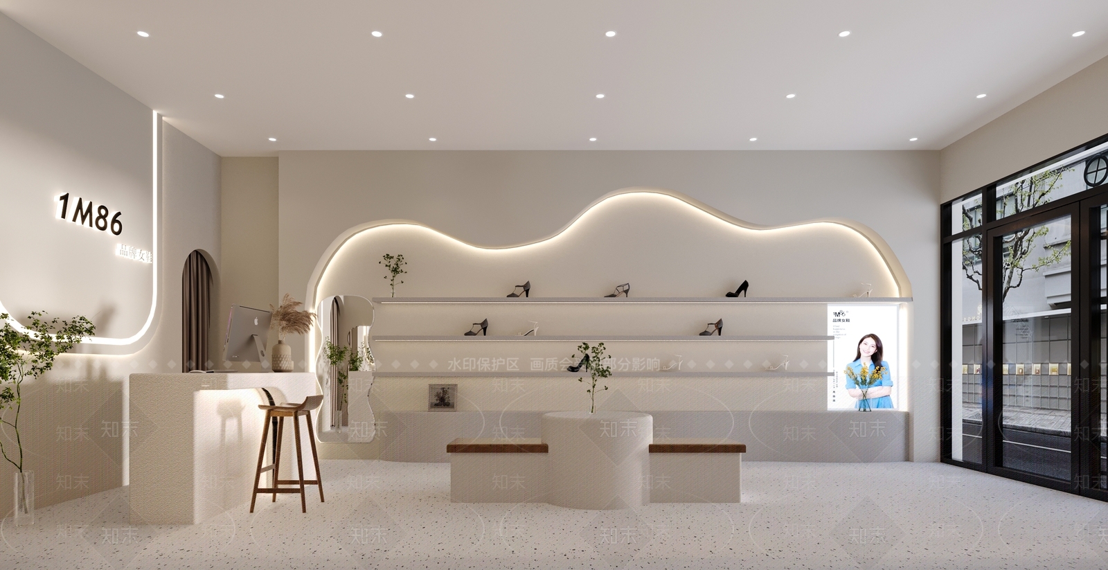 奶油风鞋店3D模型下载【ID:1143399871】