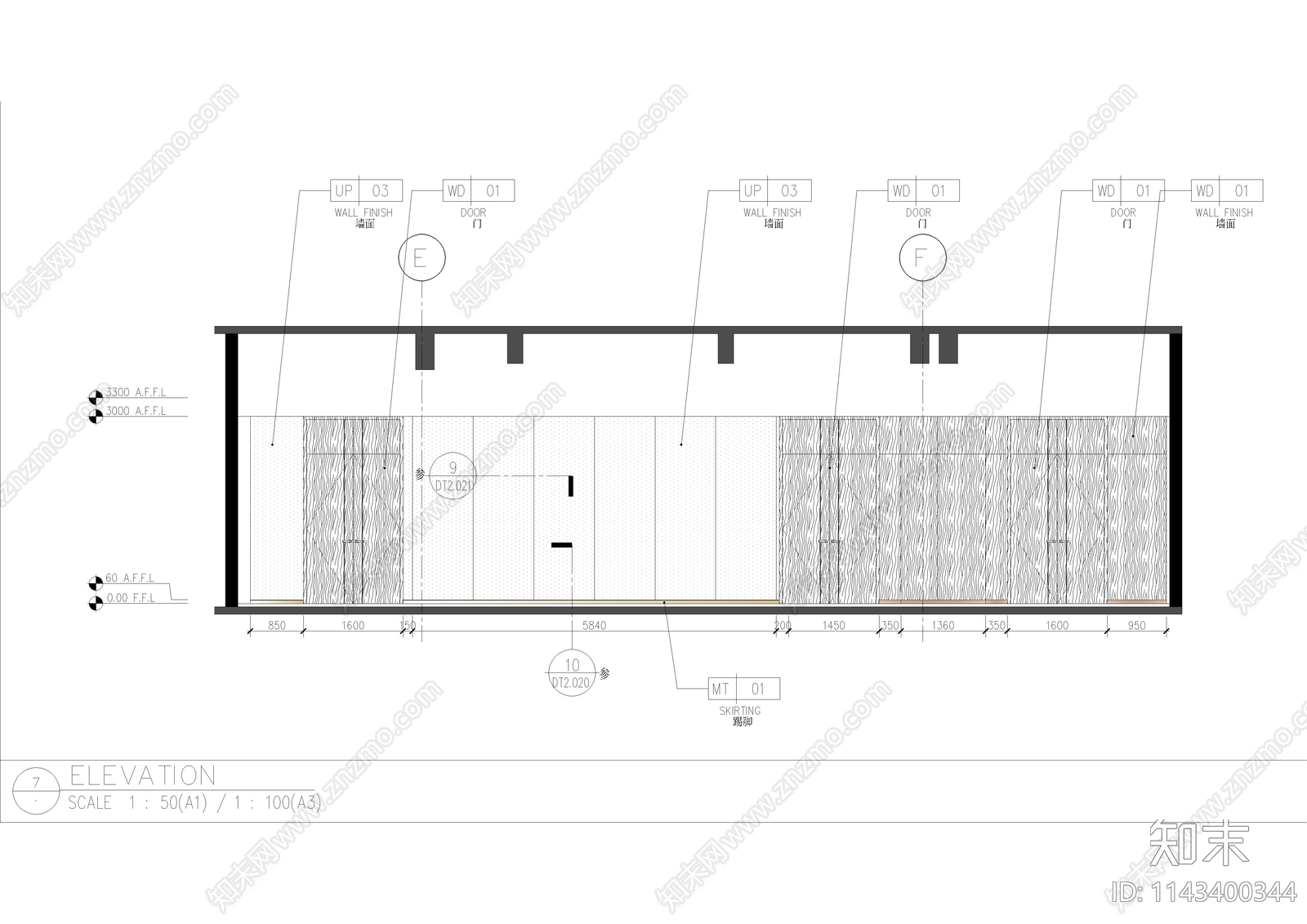 酒店公区过道装饰cad施工图下载【ID:1143400344】