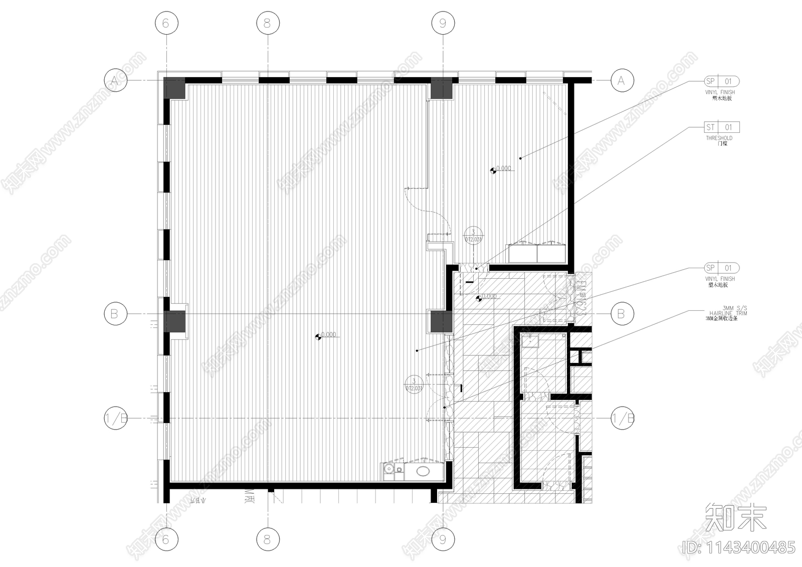 私人健身房室内施工图下载【ID:1143400485】