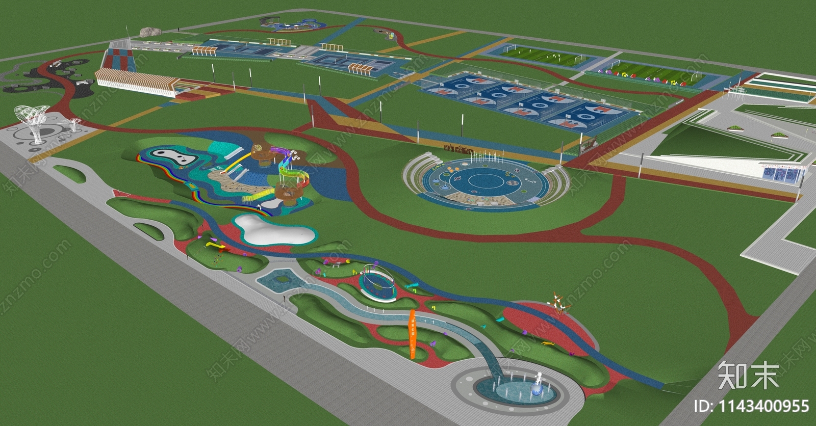 现代体育公园SU模型下载【ID:1143400955】
