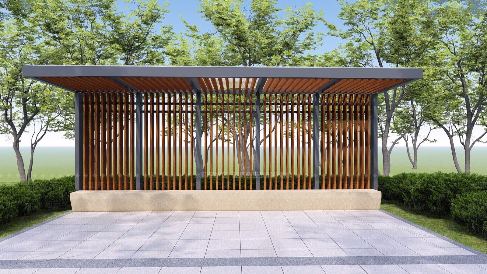 现代廊架SU模型下载【ID:1143402330】
