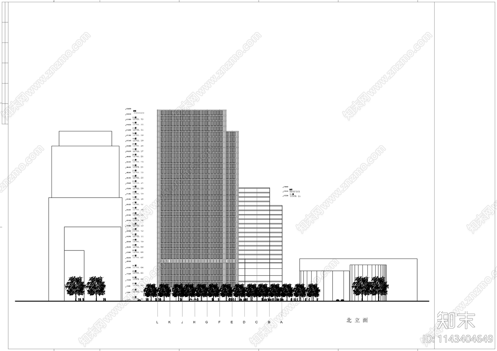 嘉和中心商业综合体建筑cad施工图下载【ID:1143404649】