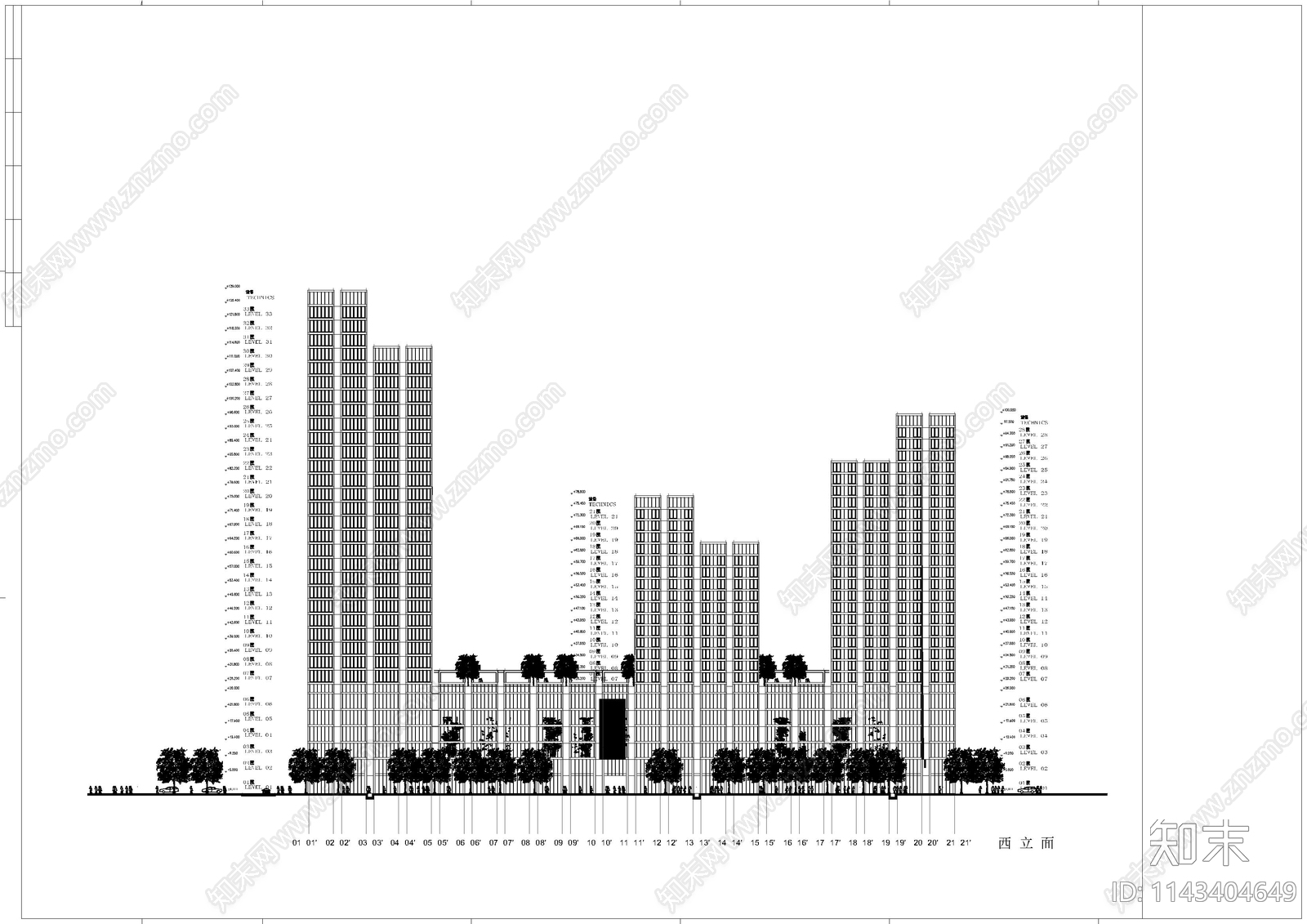 嘉和中心商业综合体建筑cad施工图下载【ID:1143404649】