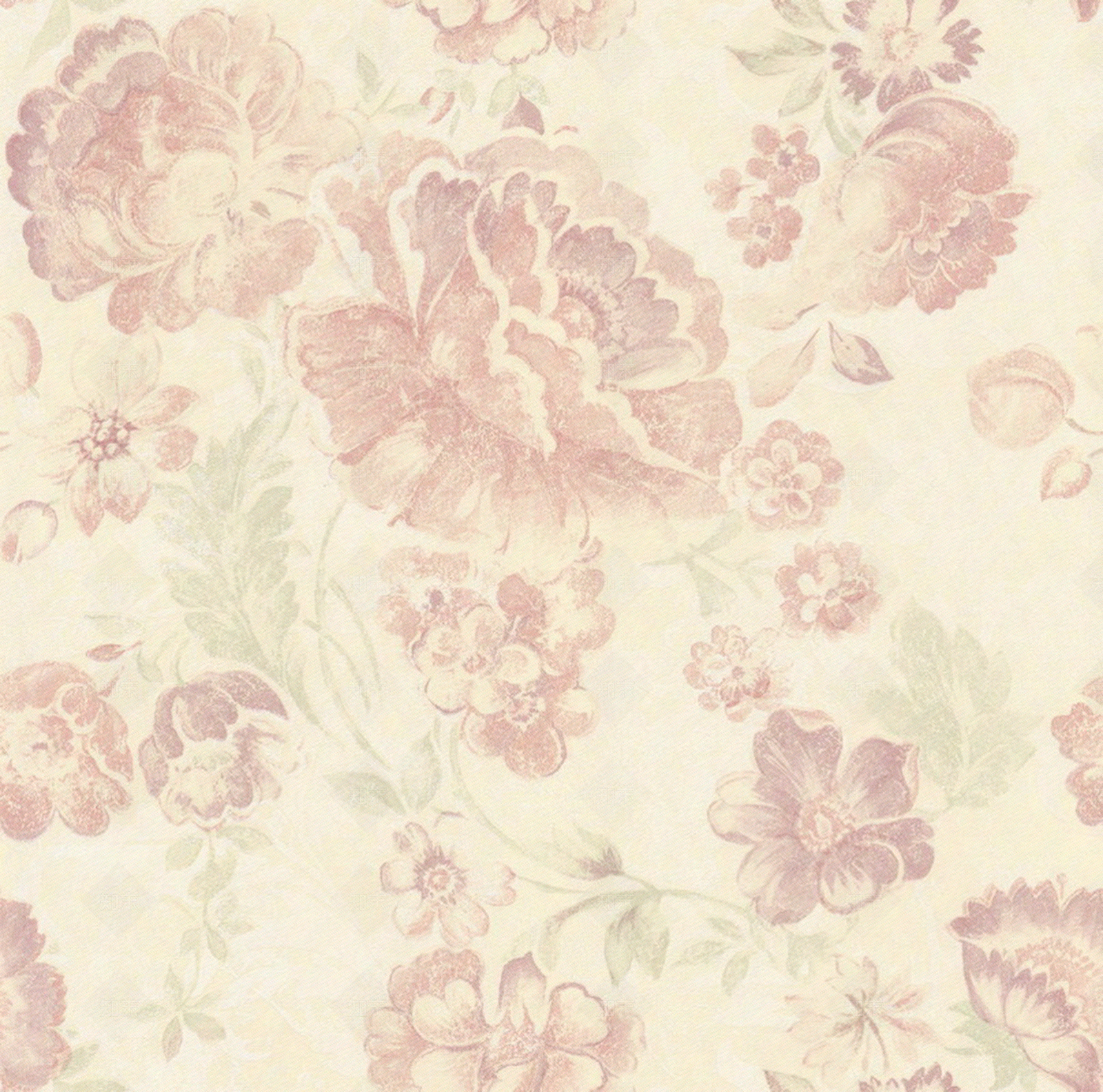 米黄粉色花纹墙布贴图下载【ID:1143405688】