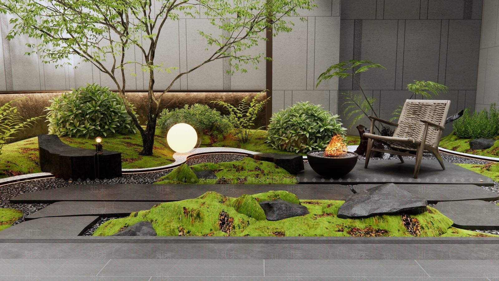 现代庭院景观3D模型下载【ID:1143406783】_知末3d模型网