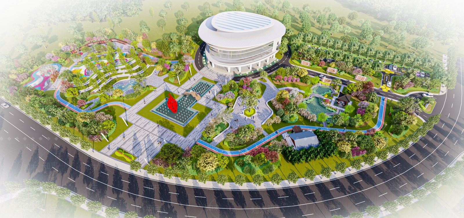 现代景观公园SU模型下载【ID:1143407131】