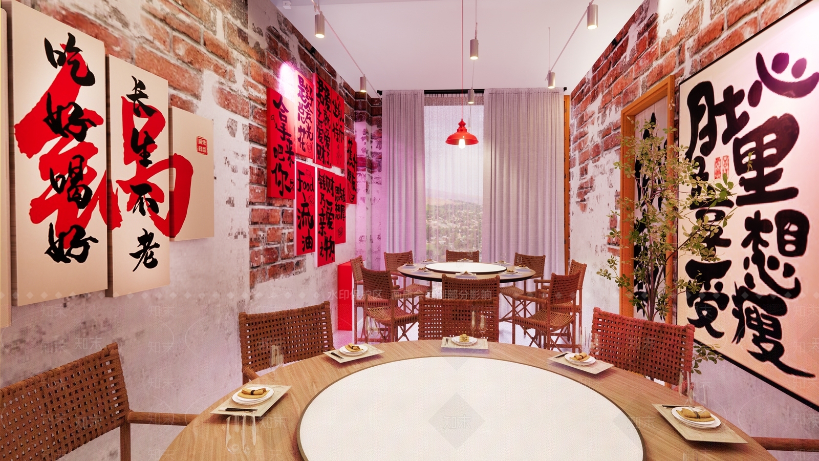 现代怀旧风格火锅店SU模型下载【ID:1143409713】