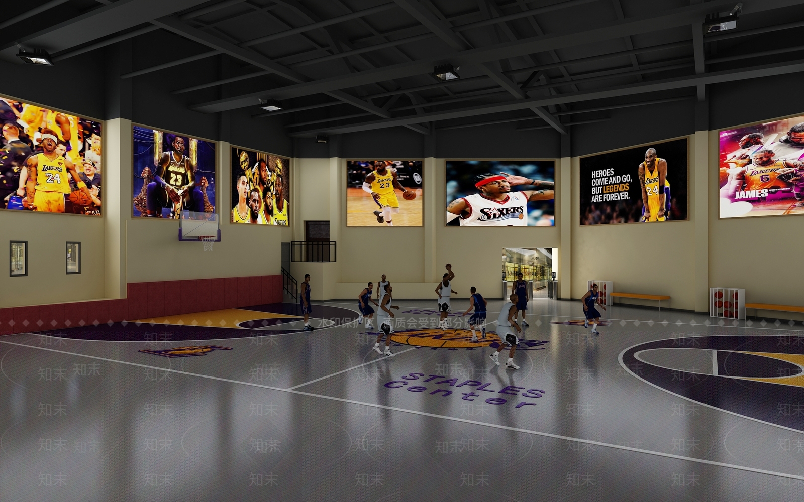 室内运动篮球场3D模型下载【ID:1143413599】