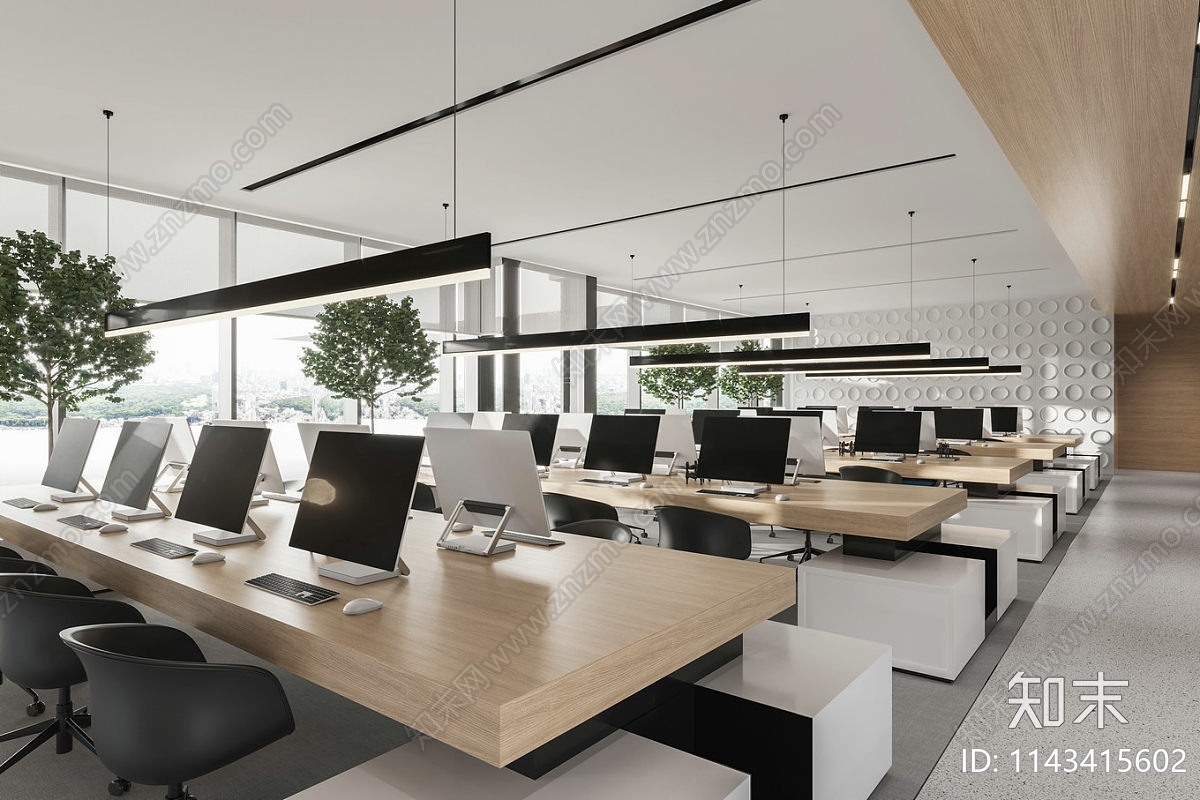 现代办公室室内cad施工图下载【ID:1143415602】