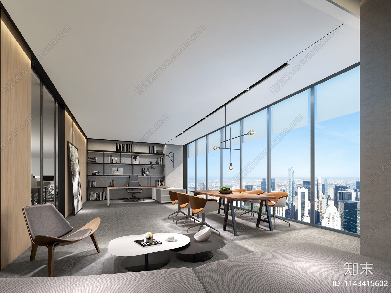 现代办公室室内cad施工图下载【ID:1143415602】