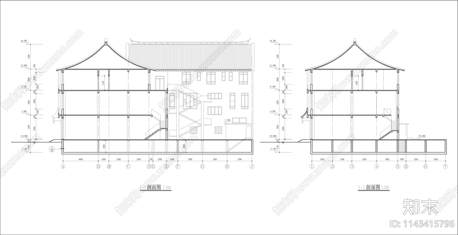 清式仿古建筑cad施工图下载【ID:1143415796】