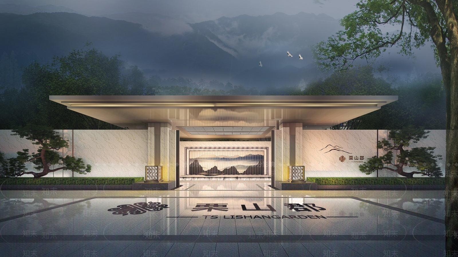 现代小区入口大门SU模型下载【ID:1143421650】