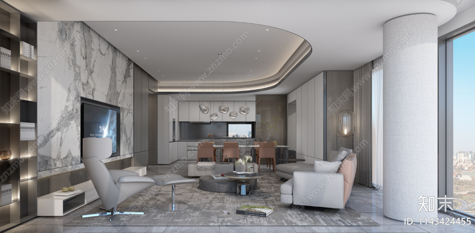 天津中海平层家装室内施工图下载【ID:1143424455】