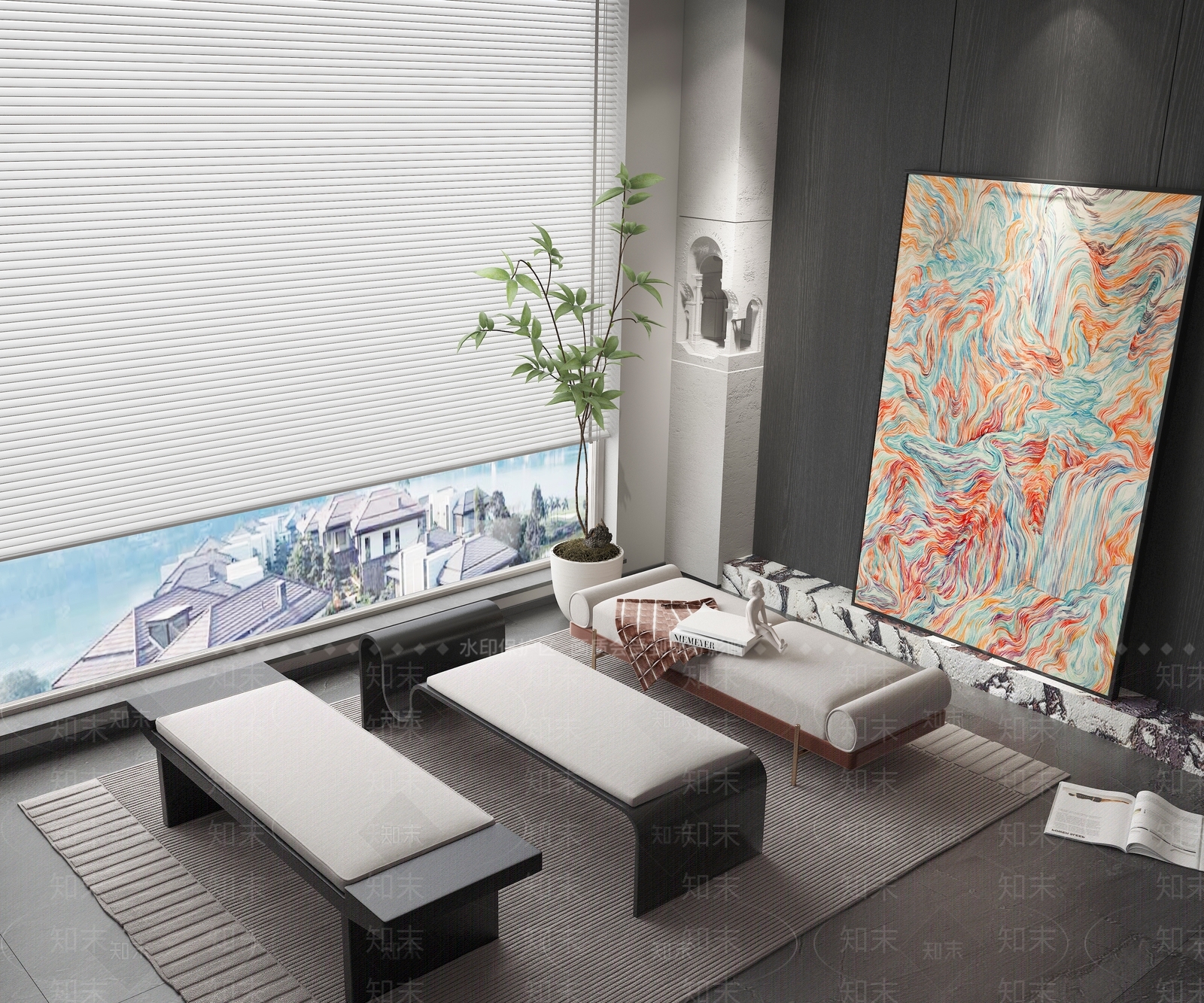 新中式风格床尾凳3D模型下载【ID:1143424683】