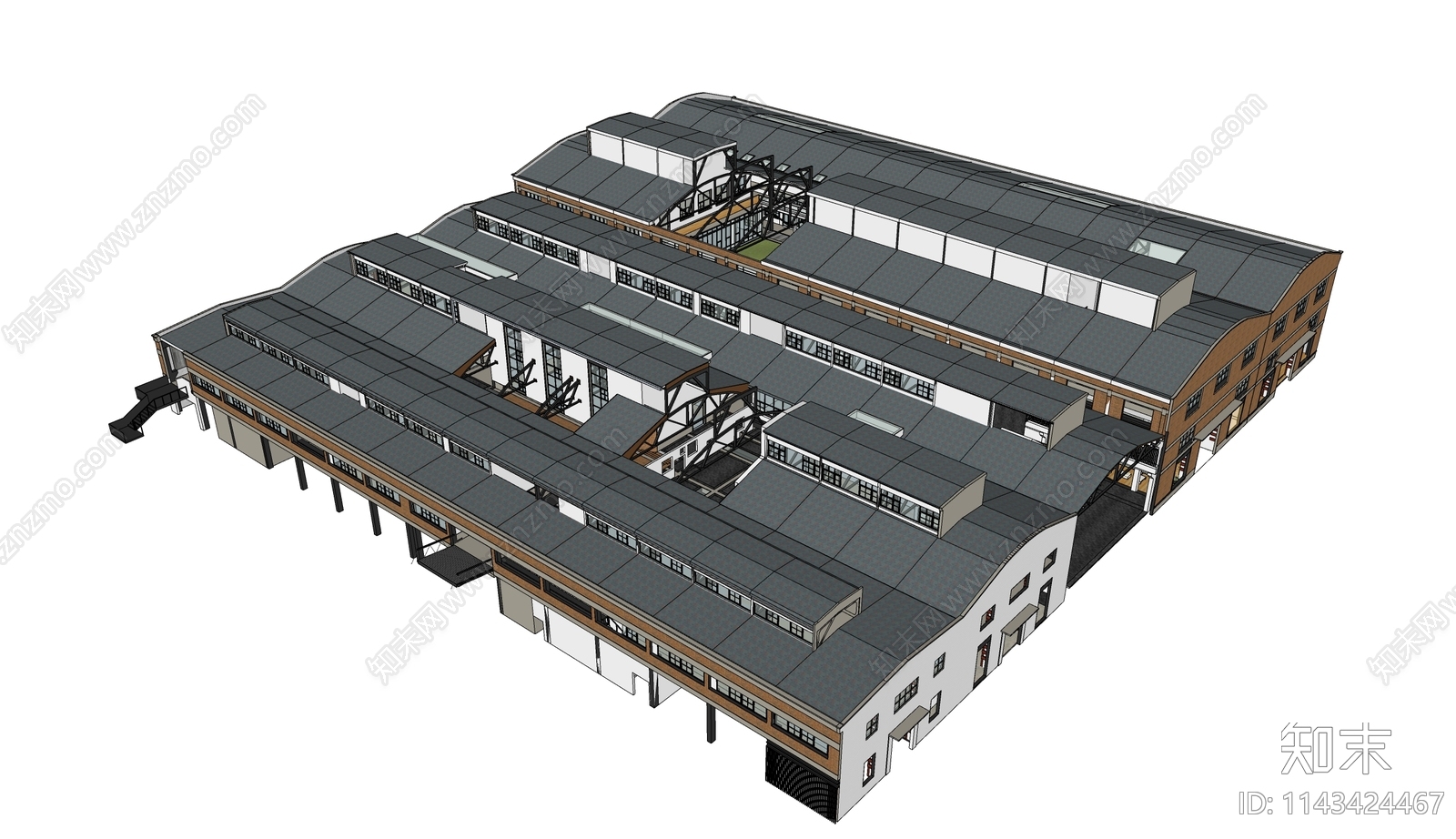 现代厂房SU模型下载【ID:1143424467】
