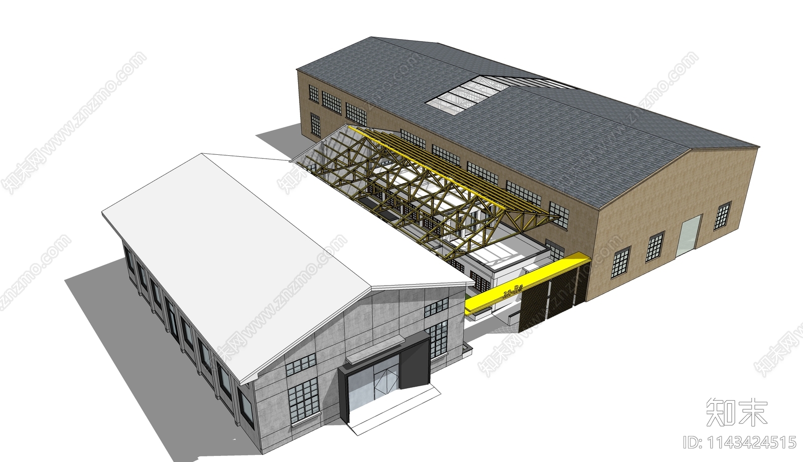 现代厂房SU模型下载【ID:1143424515】
