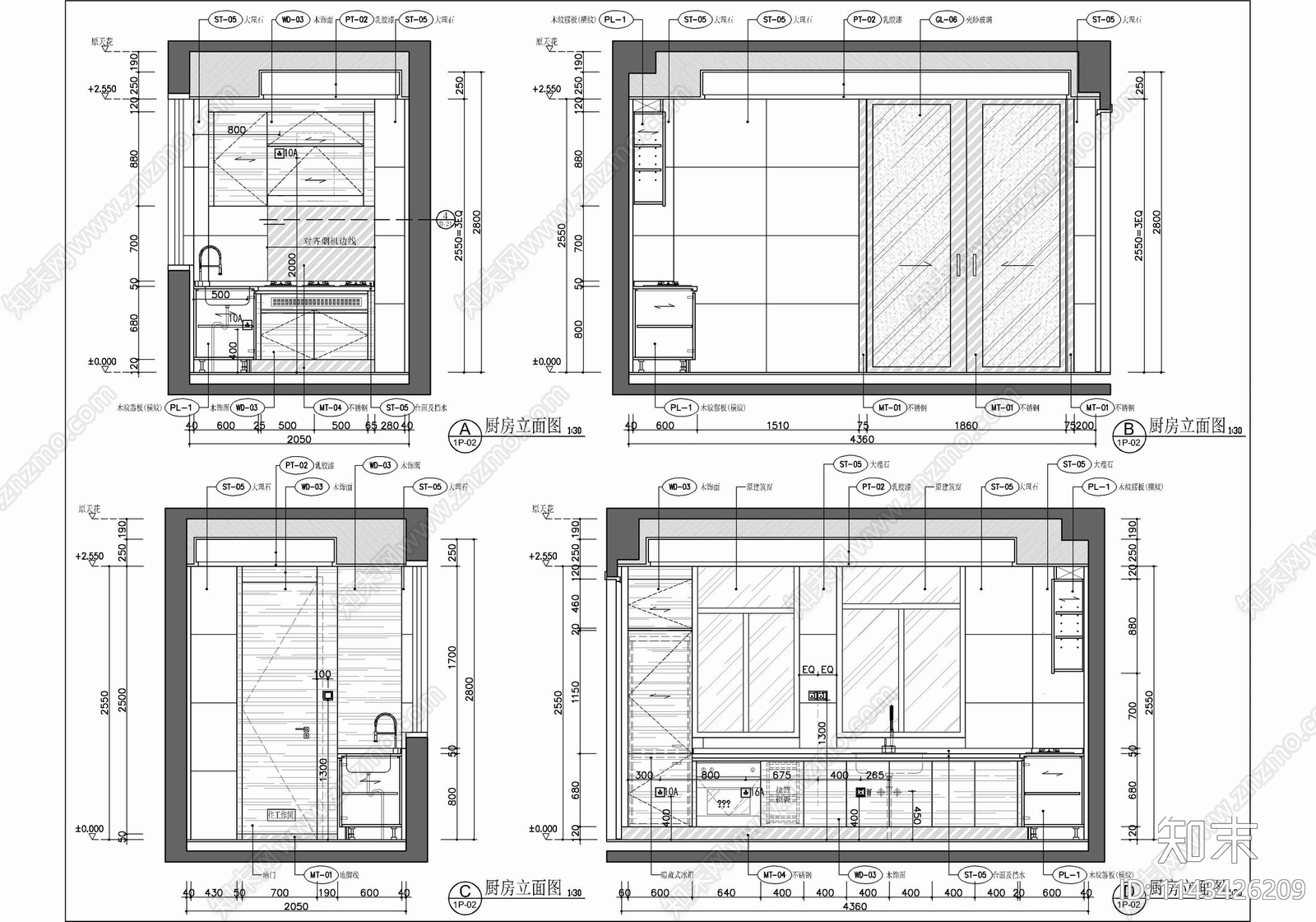 上叠别墅家装室内cad施工图下载【ID:1143426209】