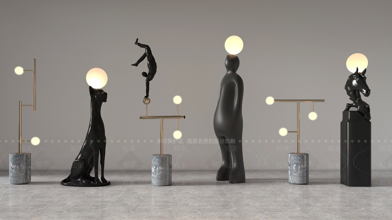 落地灯简约人形落地灯不锈钢铁艺布艺现代落中式欧式地灯3D模型下载【ID:1143426885】