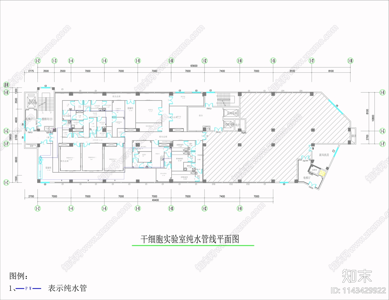 干细胞实验室装饰装修电气给排水暖通空调通风cad施工图下载【ID:1143429922】