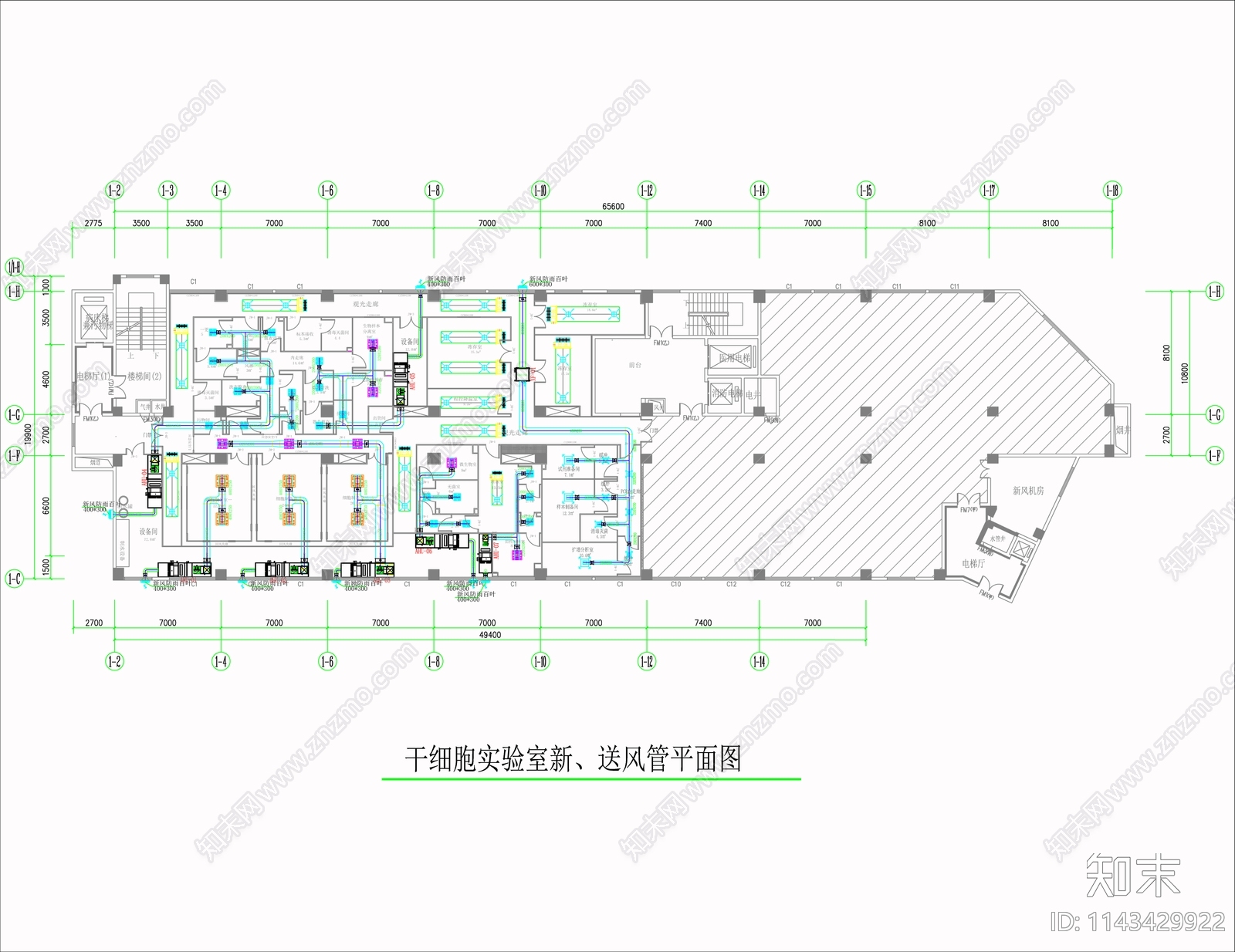 干细胞实验室装饰装修电气给排水暖通空调通风cad施工图下载【ID:1143429922】