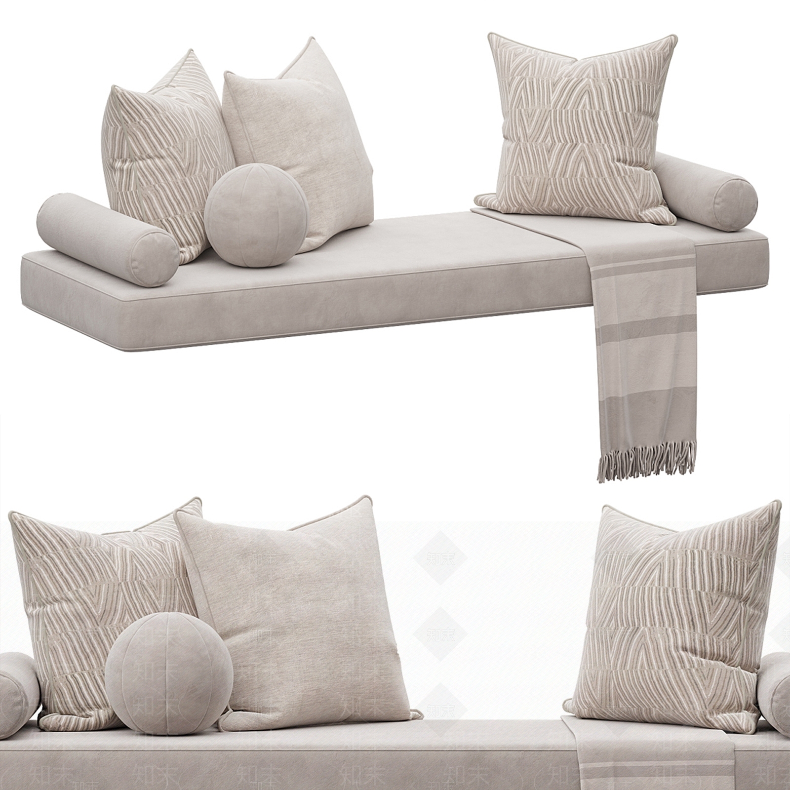 现代沙发坐垫3D模型下载【ID:1143430115】