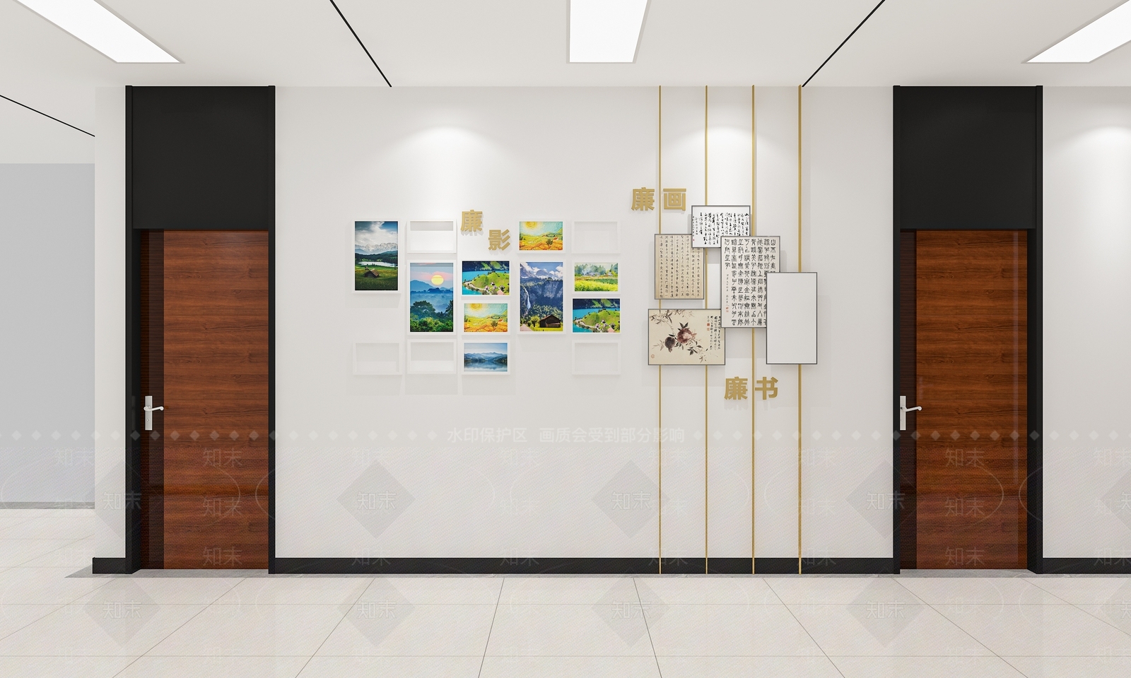 现代廉政文化墙3D模型下载【ID:1143430531】