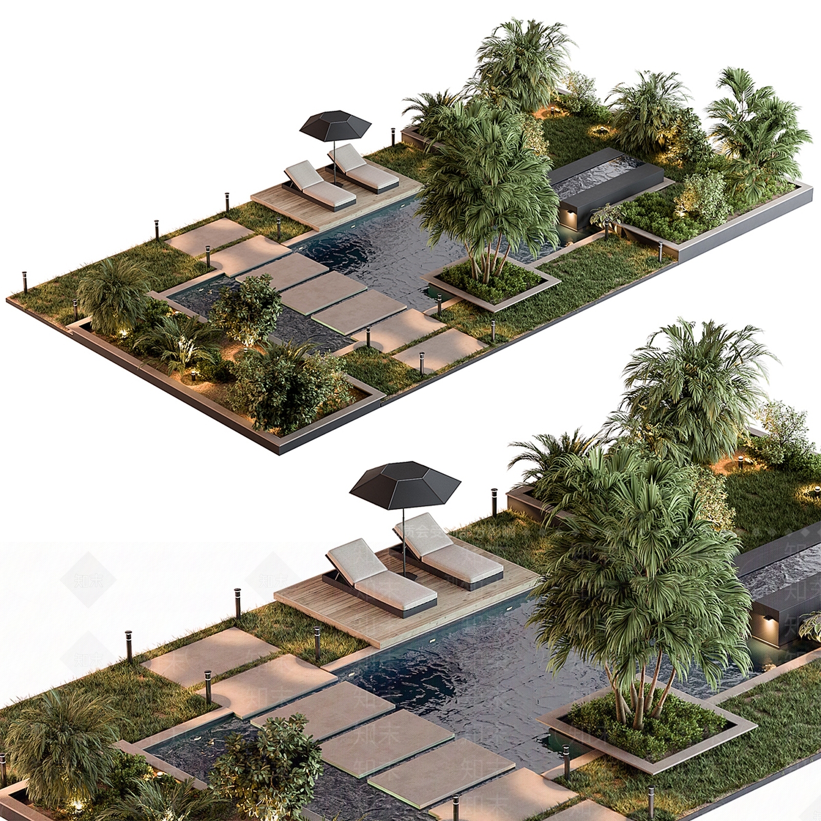 现代庭院景观小品SU模型下载【ID:1143432270】