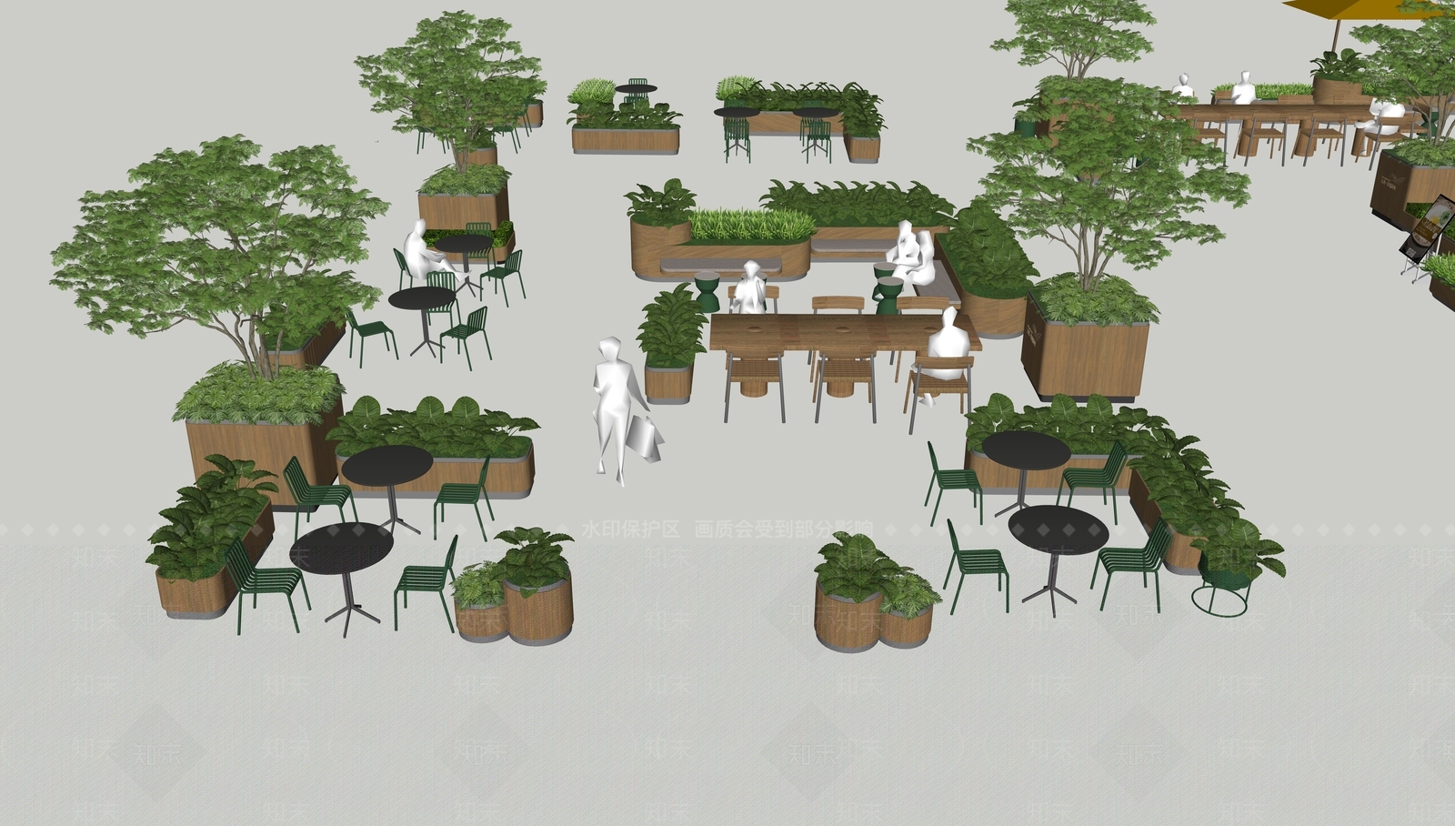 现代商业外摆区SU模型下载【ID:1143434857】