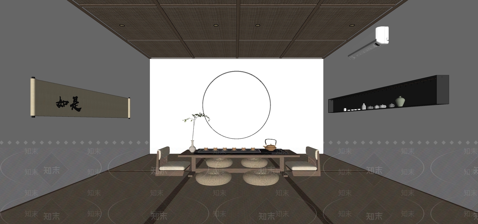 日式禅意茶室SU模型下载【ID:1143437486】
