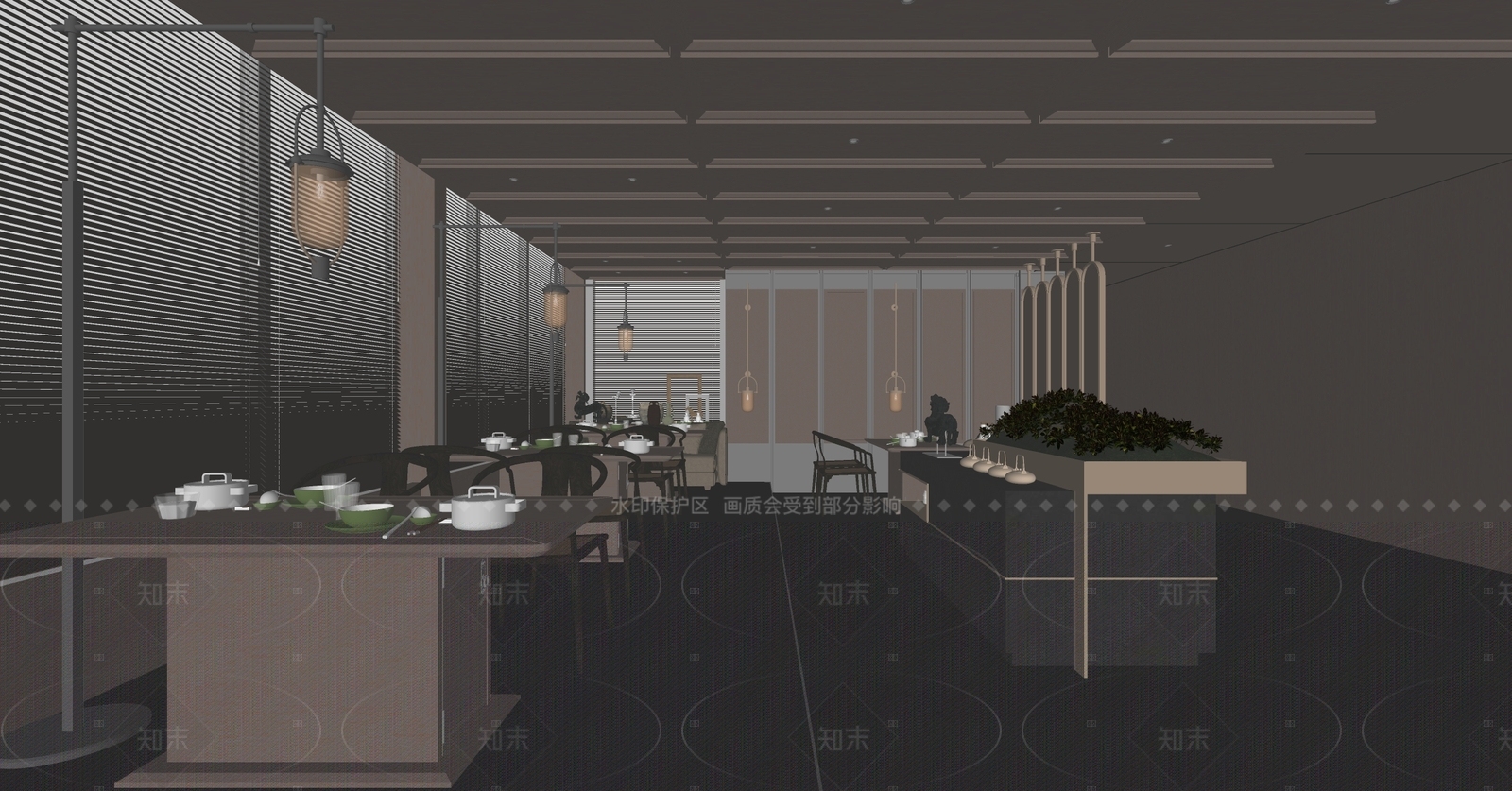 新中式火锅店SU模型下载【ID:1143440784】