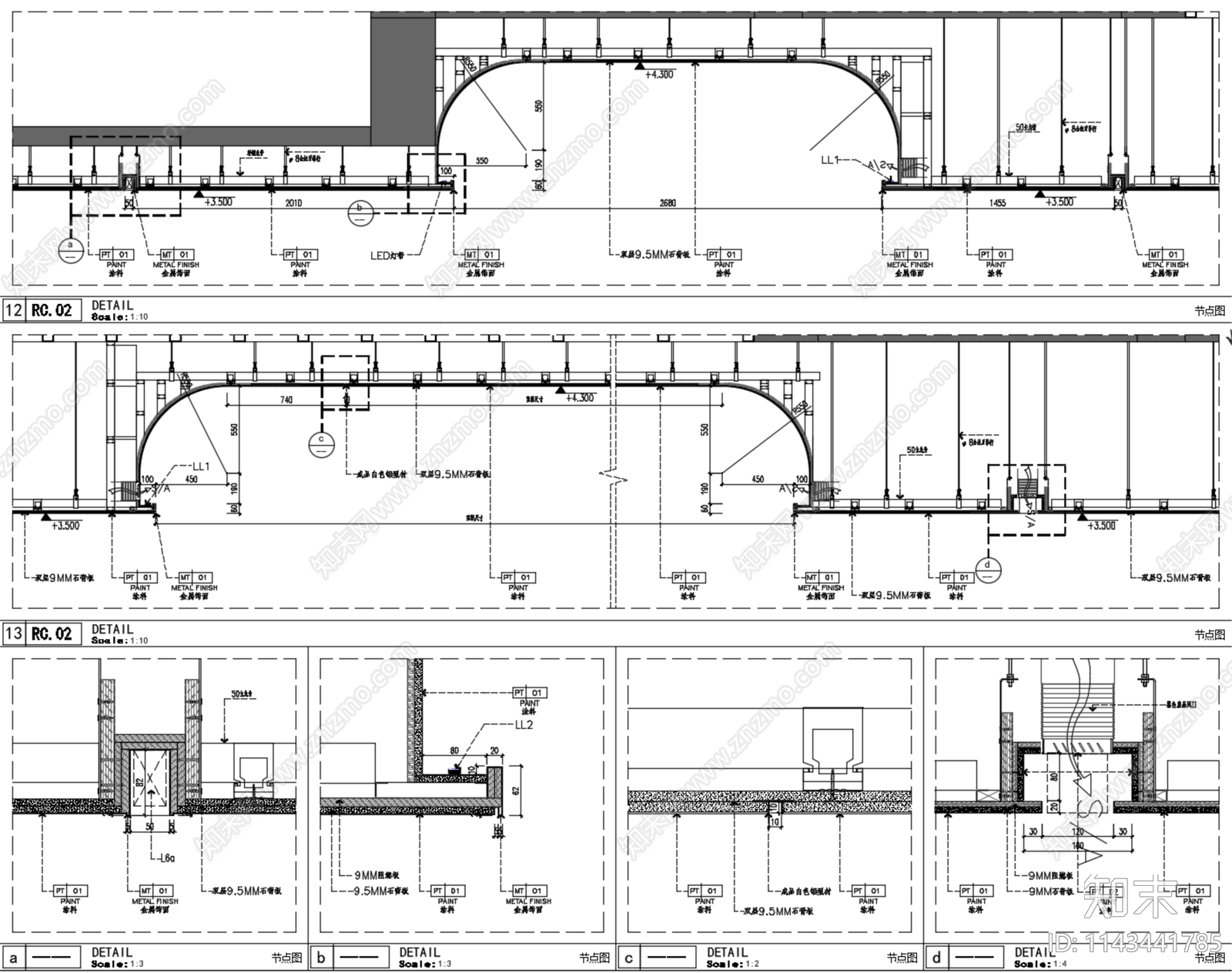 600m²杭州售楼处室内cad施工图下载【ID:1143441785】