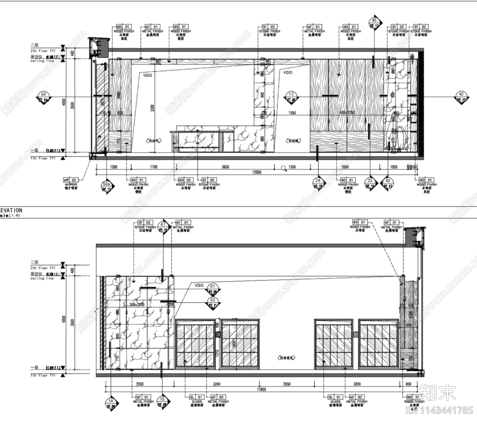 600m²杭州售楼处室内cad施工图下载【ID:1143441785】