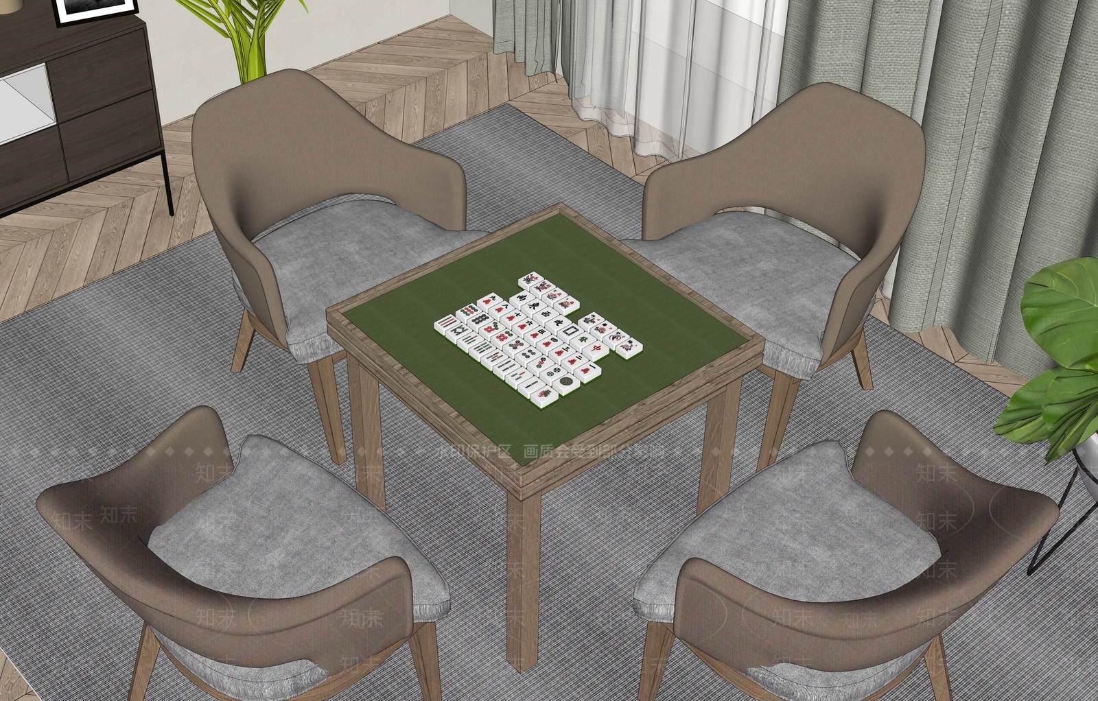 棋牌桌SU模型下载【ID:1143442029】
