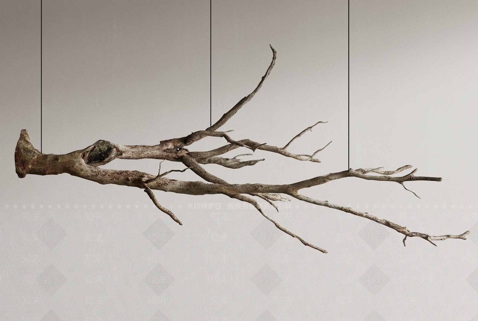现代枯树枝墙饰挂件3D模型下载【ID:1143442330】