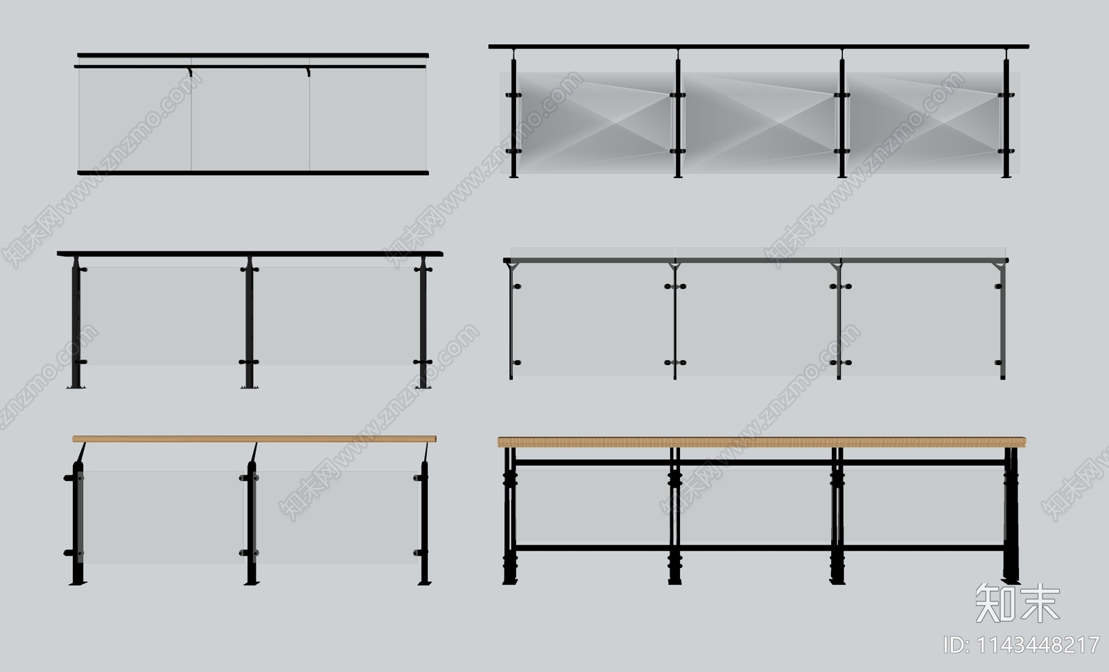 现代玻璃栏杆SU模型下载【ID:1143448217】
