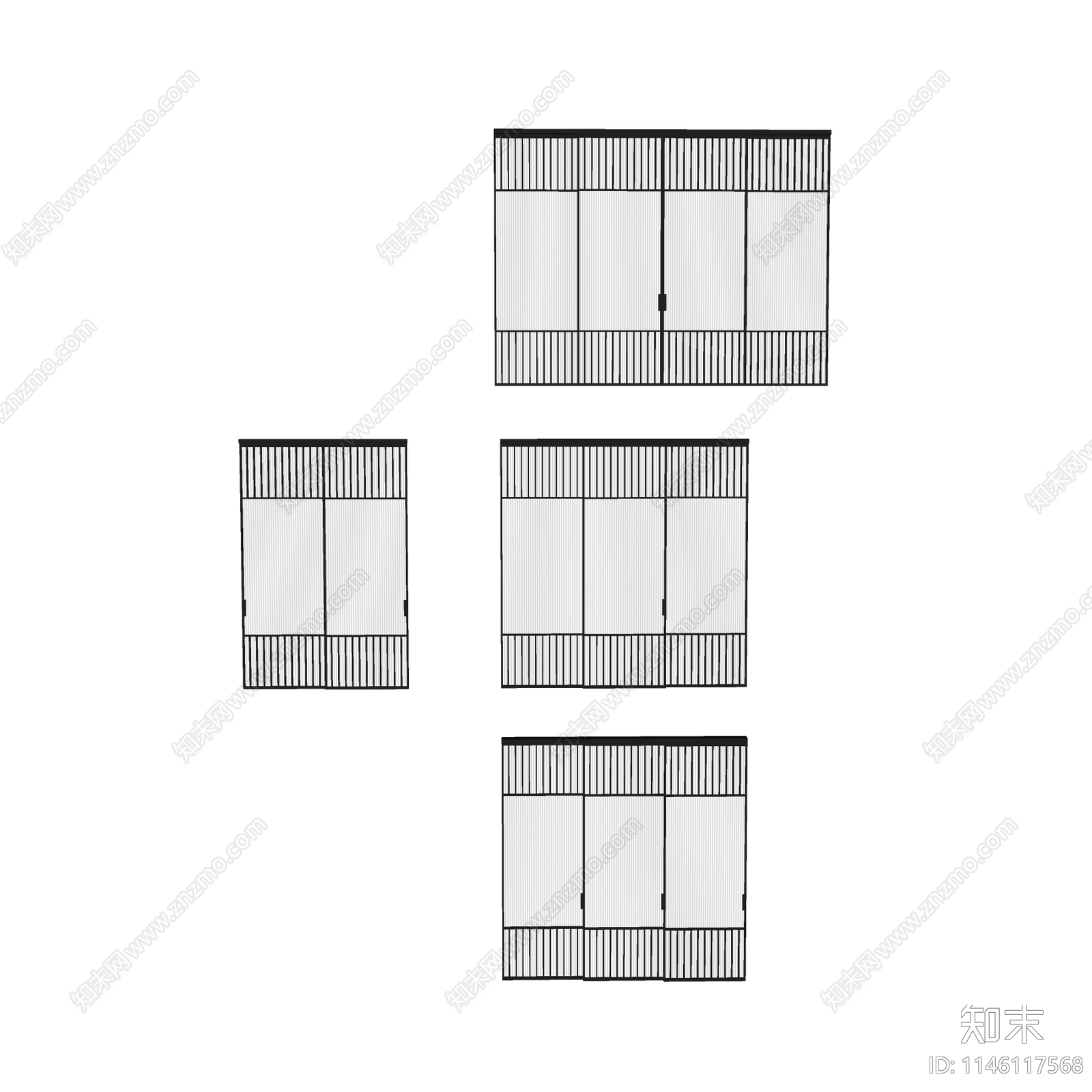 现代简约玻璃推拉门SU模型下载【ID:1146117568】