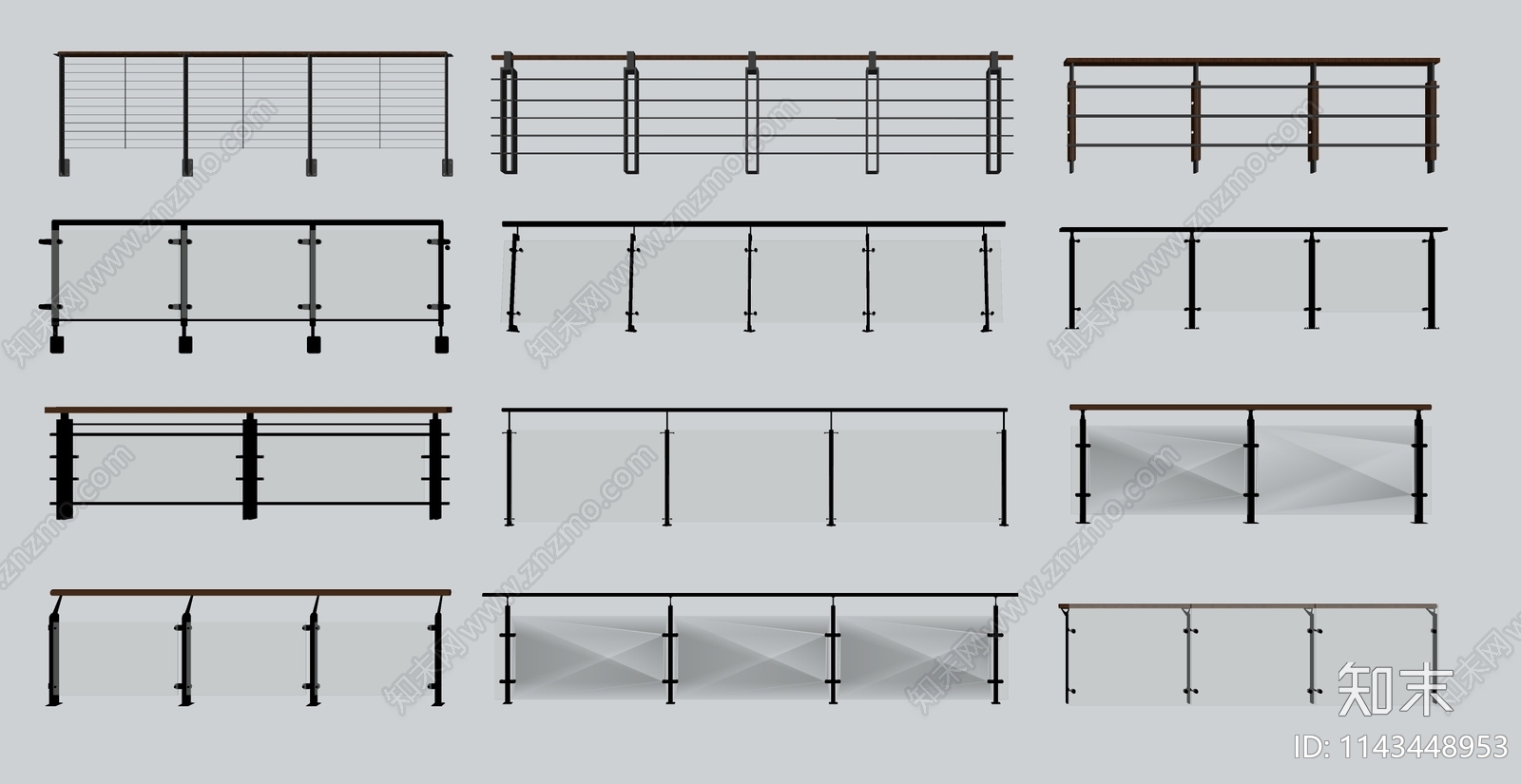 现代玻璃栏杆SU模型下载【ID:1143448953】