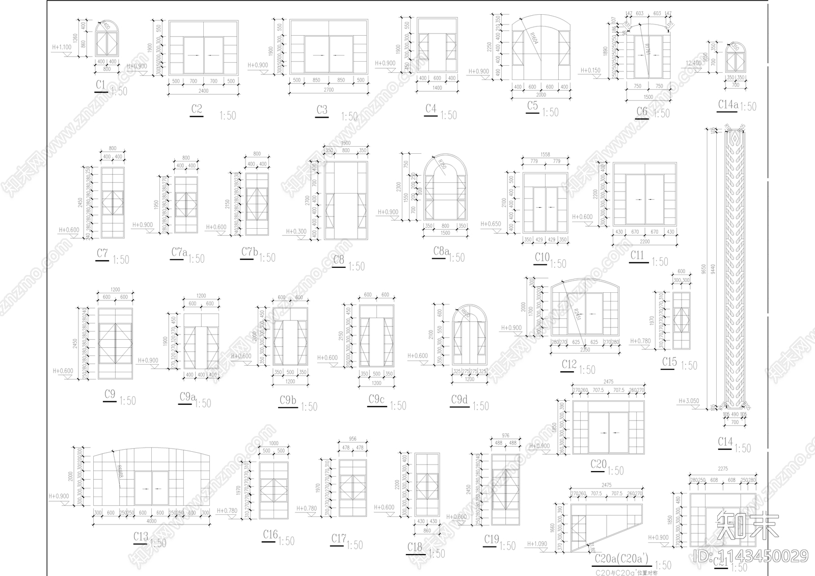 欧式别墅自建房建筑cad施工图下载【ID:1143450029】