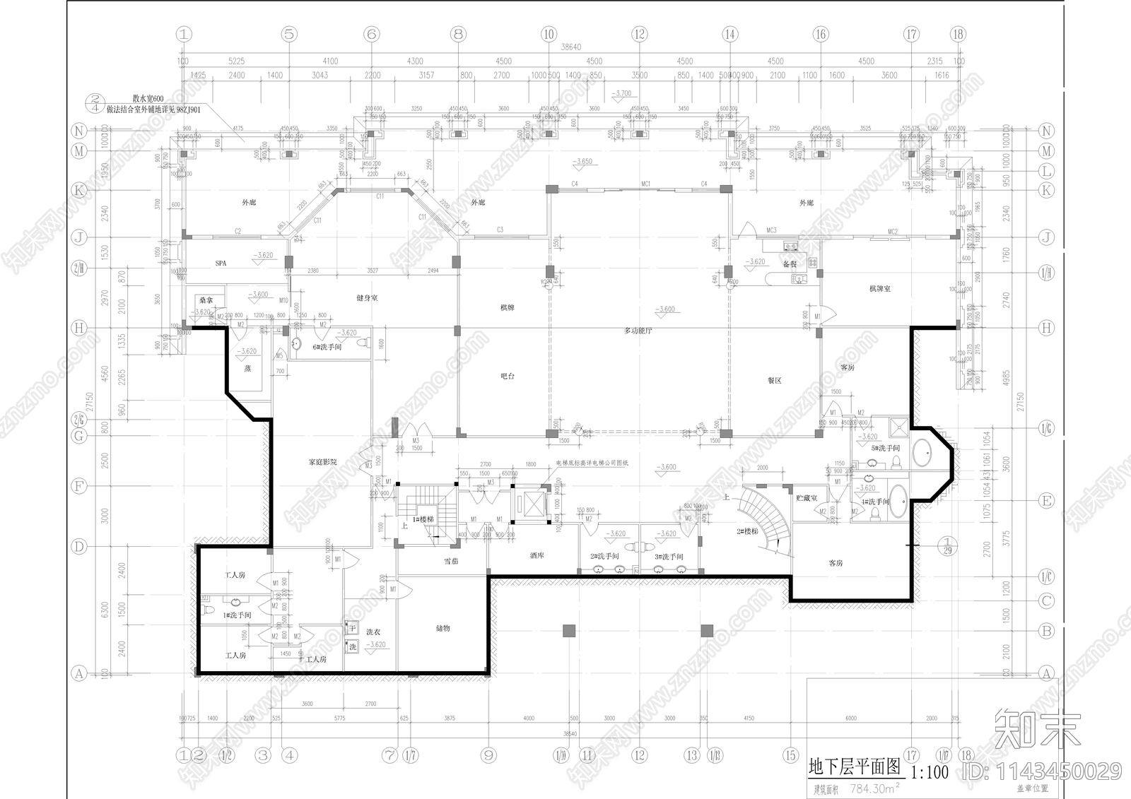 欧式别墅自建房建筑cad施工图下载【ID:1143450029】