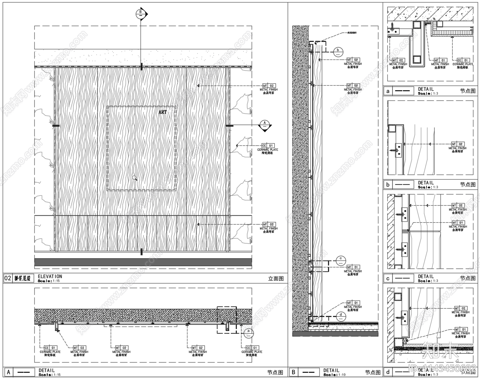 住宅区大堂电梯厅cad施工图下载【ID:1143450682】