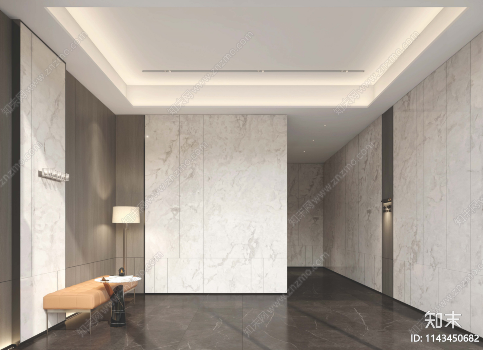 住宅区大堂电梯厅cad施工图下载【ID:1143450682】